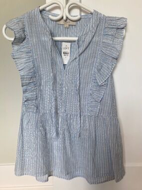 Loft Striped 100% Cotton Sleeveless Blouse